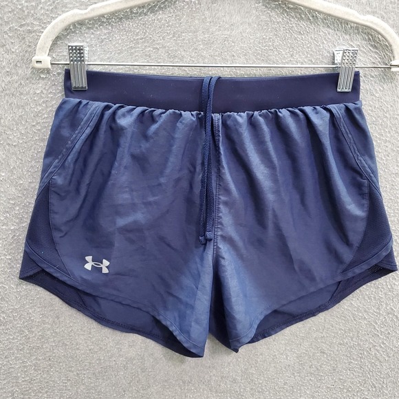 Under Armour Women Activewear Shorts XS Navy Logo HeatGear Loose Fit Drawstring - Picture 1 of 8